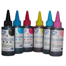 6 Colour Set of CleanPrint Universal Dye Ink for Epson 6 Clr Printers - 6 x 100ml Bottles.